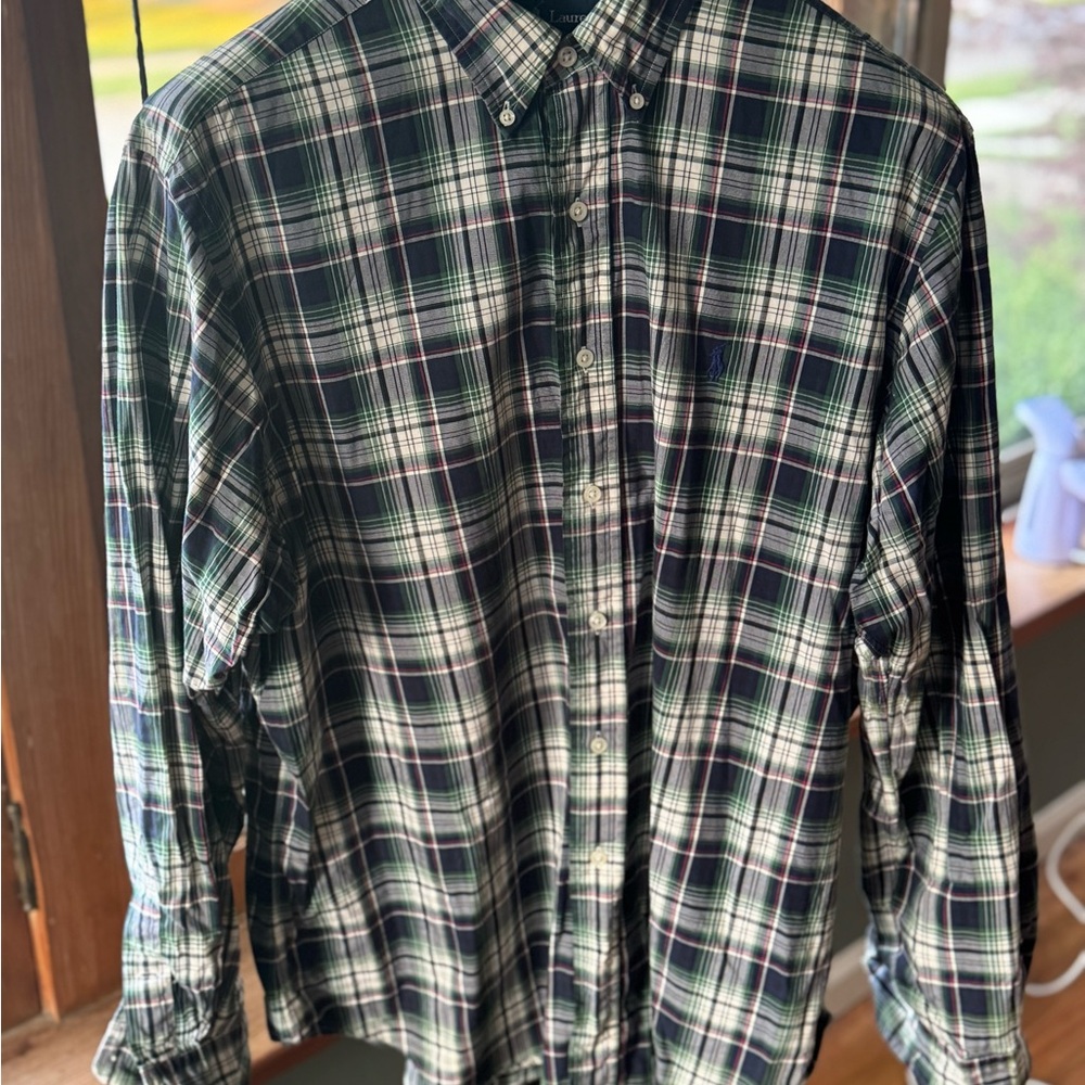 Ralph Lauren Green and Blue Casual Button Down Shirt